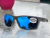 Costa Del Mar Reefton Matte Gray Frame Blue Mirror 580 Glass Polarized Lens