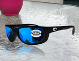 Costa Del Mar Zane Matte Black Frame Blue Mirror 580G Glass Polarized Lens