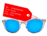 Spy Optic Hi-Fi women sunglasses crystal frame Gray Light Blue Spectra Lens NEW