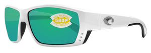 Costa Del Mar Tuna Alley White Frame Green Mirror 580P Plastic Polarized Lens