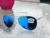 Costa Del Mar Piper Velvet Silver Frame Blue Mirror 580G Glass Polarized Lens