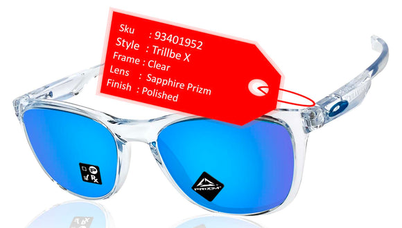 Oakley Trillbe X Clear Frame Sapphire Prizm Lens Sunglasses
