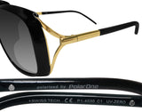 Polarone P1-4030 C1 Shiny Gold Black Gray Gradient Polarized Lens Sunglasses New