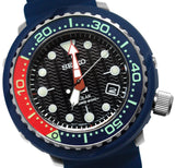 Seiko SNE499 PADI Prospex Solar Dive Black Date Dial Blue Rubber Band Watch