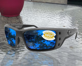 Costa Del Mar Permit Matte Gray Frame Blue Mirror 580P Plastic Polarized Lens