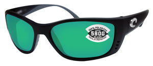 Costa Del Mar Fisch Black Frame Green Mirror 580 Glass Polarized Lens