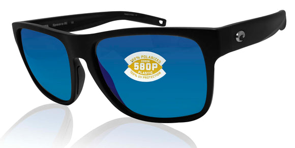 Costa Del Mar Spearo Xl Black Blue Mirror 580 Plastic Lens Sunglasses