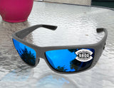 Costa Del Mar Cat Cay Matte Gray Frame Blue Mirror 580 Glass Polarized Lens