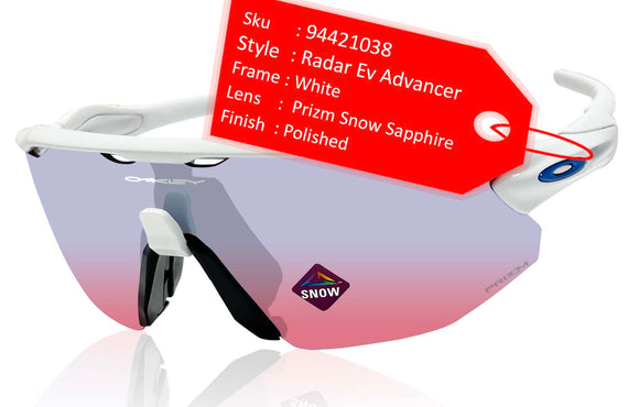 Oakley Radar Ev Advancer Polished White Prizm Snow Sapphire Lens Sunglasses