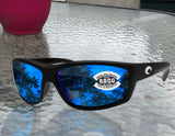 Costa Del Mar Saltbreak Black Frame Blue Mirror 580G Glass Polarized Lens