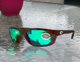 Costa Del Mar Zane Tortoise Frame Green Mirror 580G Glass Polarized Lens
