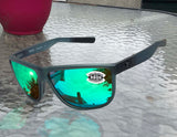 Costa Del Mar Rincondo Smoke Crystal Green Mirror 580 Glass Lens Sunglasses