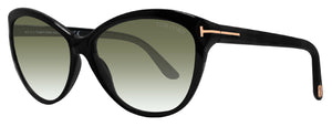 Tom Ford FT0325 Telma Soft Cat Eye Black Green 60 Lens Sunglasses TF325 01P New