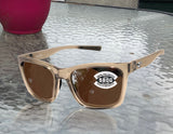 Costa Del Mar Panga Taupe Crystal Copper Silver Mirror 580 Glass Polarized Lens