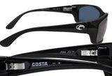 Costa Del Mar Jose Shiny Black Frame Gray 580P Plastic Polarized Lens