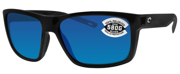 Costa Del Mar Slack Tide Shiny Black Frame Blue Mirror 580G Glass Polarized Lens