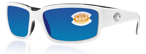 Costa Del Mar Caballito White Frame Blue Mirror 580P Plastic Polarized Lens