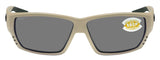 Costa Del Mar Tuna Alley Sand Frame Gray 580 Plastic Polarized Lens Sunglasses