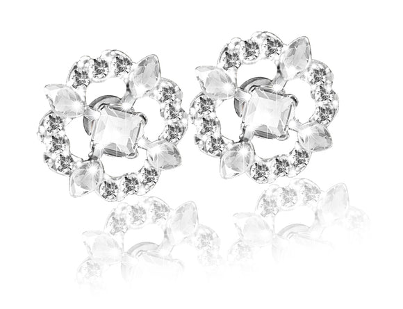 Swarovski Silver Plated Sparkling Dance Flower Stud Earrings 5396227