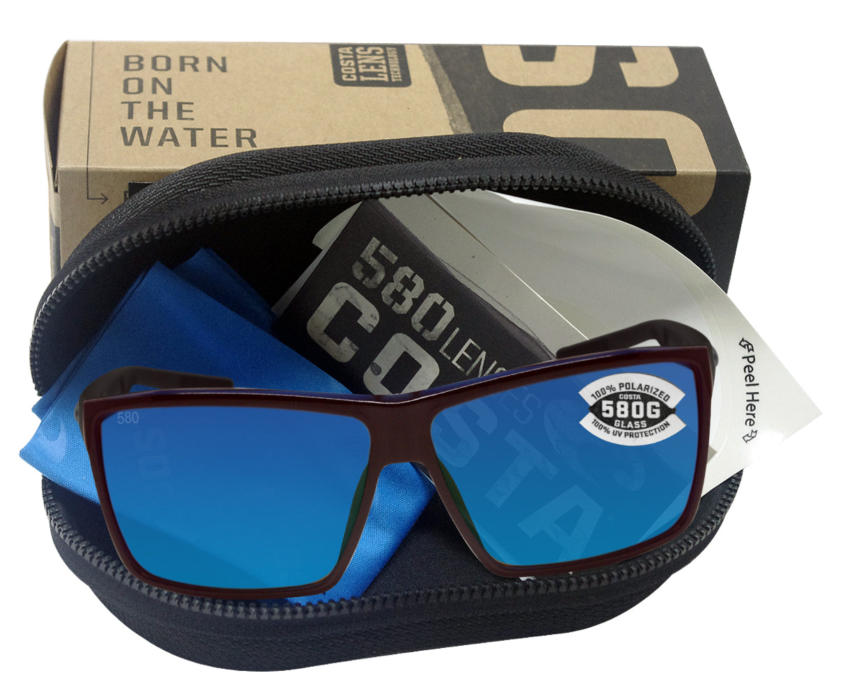 Costa Del Mar Men's Rincon Polarized Rectangular Sunglasses, Matte Smoke Crystal/Grey Blue Mirrored Polarized-580P, 63 mm Costa Del Mar Men's Rincon Polarized Rectangular Sunglasses, Matte Smoke Crystal/Grey Blue Mirrored Polarized-580P, 63 mm