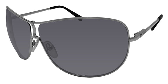 Polarone P1-2024 C1 Shiny Gunmetal Black Frame Gray Polarized Lens Sunglasses