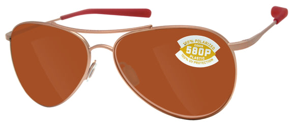 Costa Del Mar Piper Satin Rose Frame Copper 580 Plastic Polarized Sunglasses