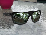 Costa Del Mar Slack Tide Black Frame Gray Silver Mirror 580 Glass Polarized Lens