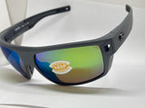 Costa Del Mar Diego Gray Green Mirror 580P plastic Lens Sunglasses