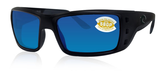 Costa Del Mar Permit Blackout Frame Blue Mirror 580P Plastic Polarized Lens