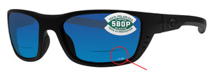 Costa Del Mar Whitetip Reader C-Mate Blackout 2.50 Blue Mirror 580P Plastic Lens