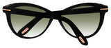 Tom Ford FT0325 Telma Soft Cat Eye Black Green 60 Lens Sunglasses TF325 01P New