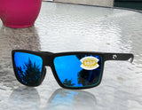 Costa Del Mar Rinconcito Matte Black Blue Mirror 580 Plastic Polarized Lens