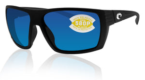 Costa Del Mar Hamlin Matte Black Frame Blue Mirror 580P Plastic Polarized Lens
