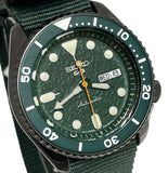Seiko 5 Sports Automatic SRPD77 Green Day Date Dial Nylon Band Watch New