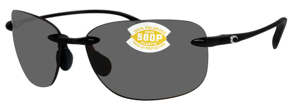 Costa Del Mar Seagrove Shiny Black Frame Gray 580P Plastic Polarized Lens