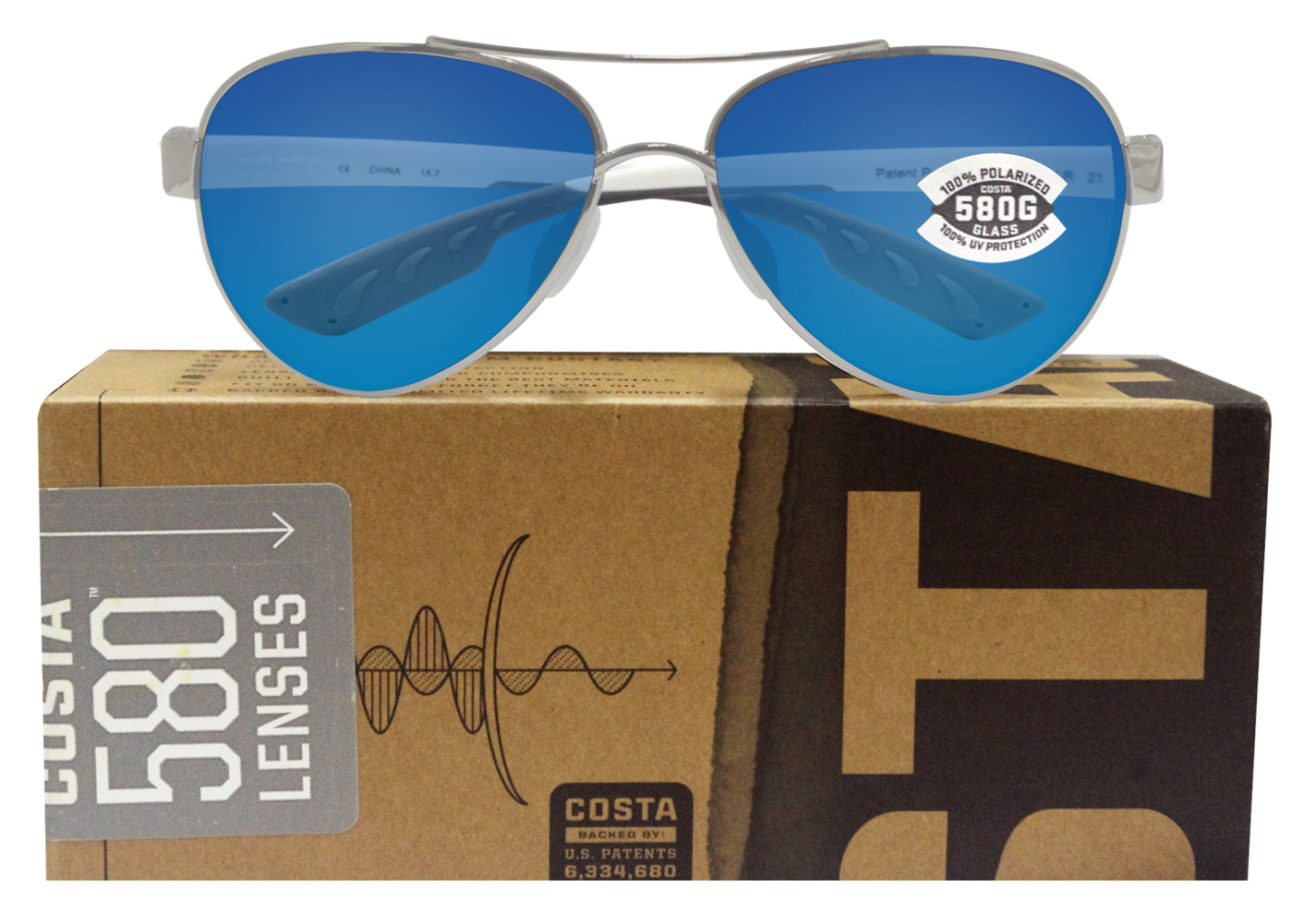 Costa Del Mar Loreto Palladium Silver White Blue Mirror 580 