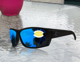 Costa Del Mar Cat Cay Blackout Frame Blue Mirror 580P Plastic Polarized Lens