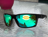 Costa Del Mar Reefton Blackout Frame Green Mirror 580P Plastic Polarized Lens