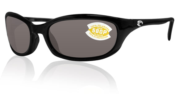 Costa Del Mar Sunglasses Harpoon Shiny Black Frame Gray 580P Plastic Polarized Lens