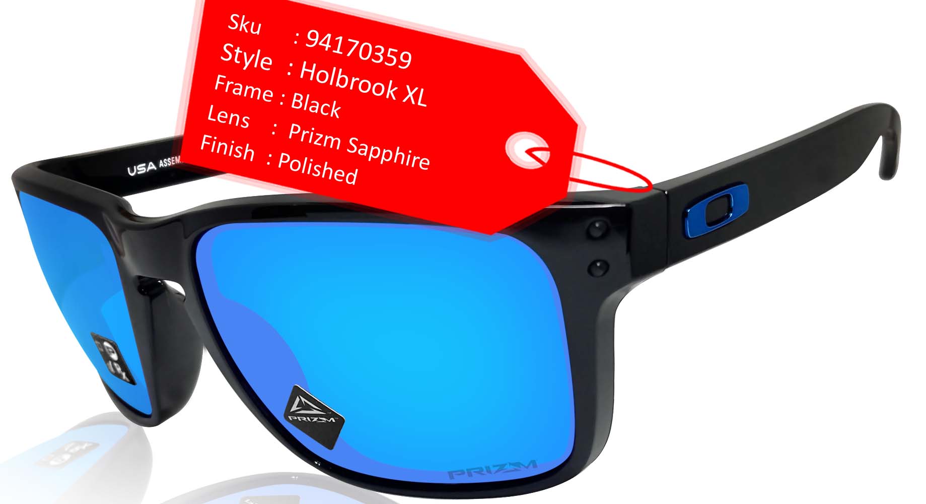 Oakley Holbrook Sunglasses (Matte Black Prizmatic Frame, Prizm Sapphire  Polarized Lens) with Country Flag Microbag, Casual