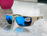 Costa Del Mar Tuna Alley Matte Sand Frame Blue Mirror 580G Glass Polarized Lens