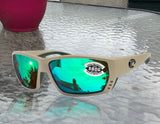 Costa Del Mar Tuna Alley Matte Sand Frame Green Mirror 580 Glass Polarized Lens