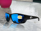 Costa Del Mar Tuna Alley Black Frame Blue Mirror 580 Plastic Polarized Lens