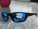 Costa Del Mar Whitetip Blackout Frame Blue Mirror 580G Glass Polarized Lens
