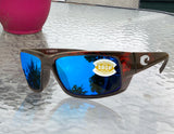 Costa Del Mar Fantail Tortoise Frame Blue Mirror 580 Plastic Polarized Lens